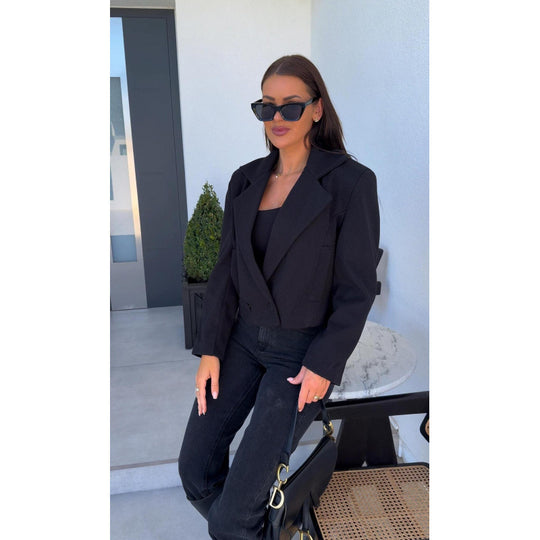 Damen Cropped Doppelreihiger Blazer Heidi-Mode