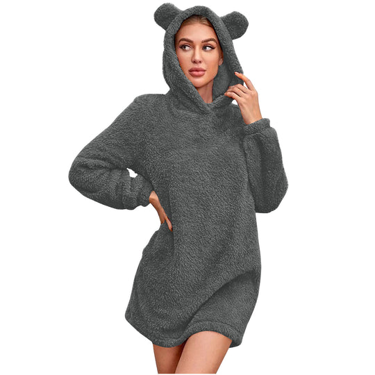 Damen Kuscheliger Hoodie mit Bärenohren Heidi-Mode