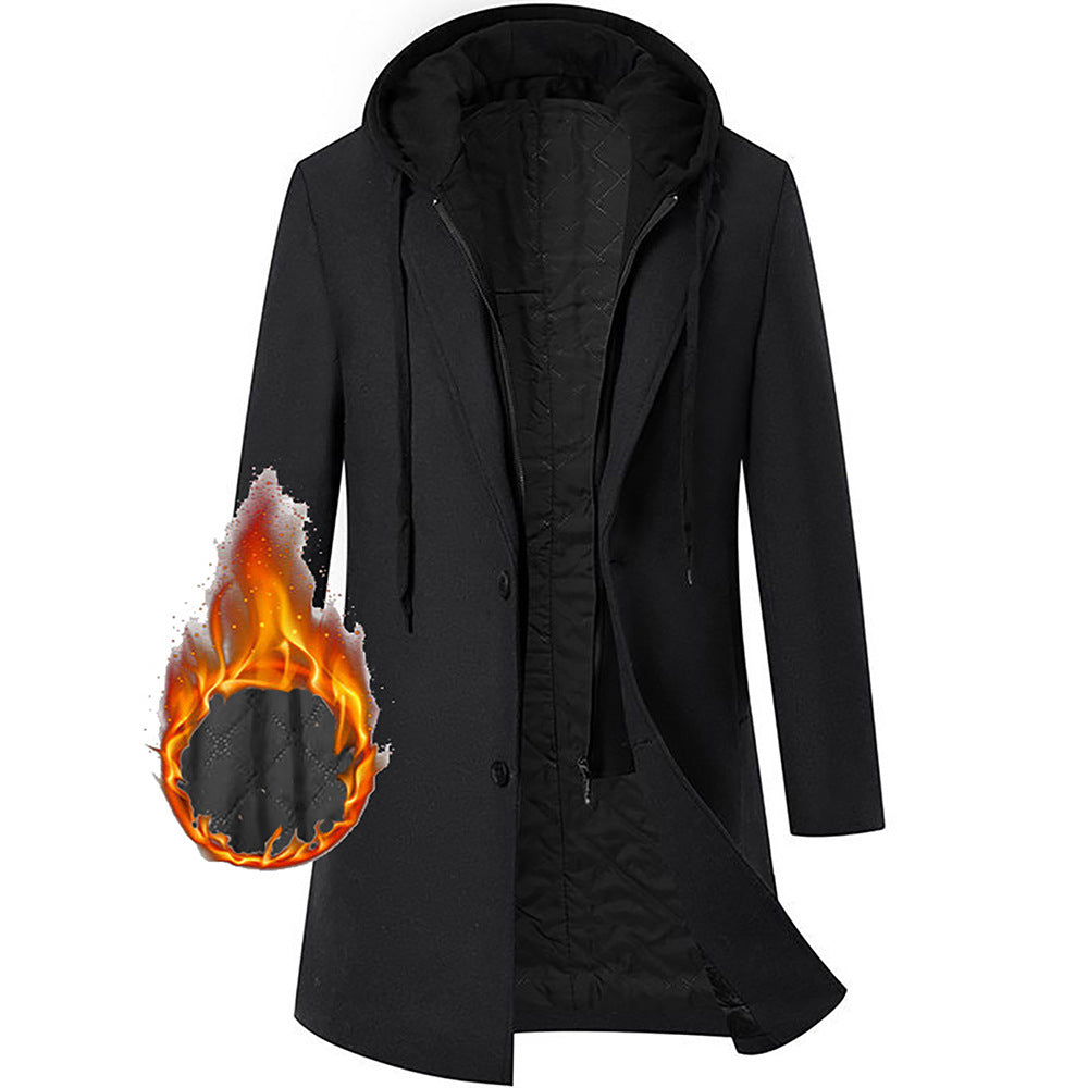 Damen eleganter Mantel mit abnehmbarer Kapuze und sportlichen Akzenten Heidi-Mode