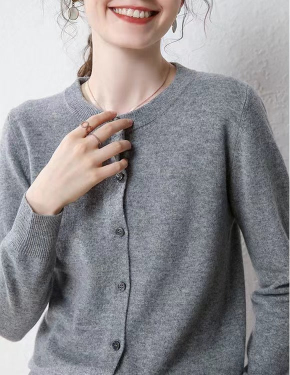 Damen Feinstrick Cardigan mit Knopfleiste und weichem Material Heidi-Mode