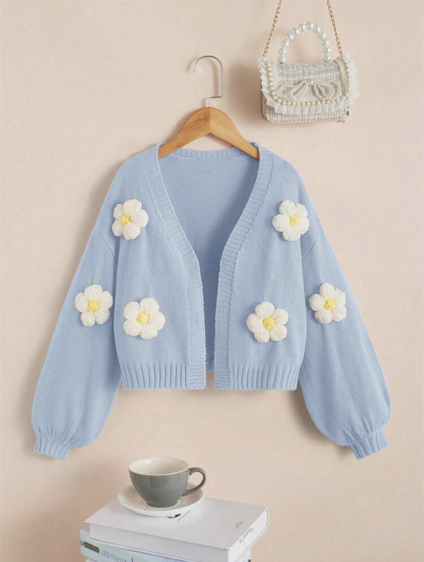 Damen Kurzjacke mit verspielten Blumenapplikationen Heidi-Mode