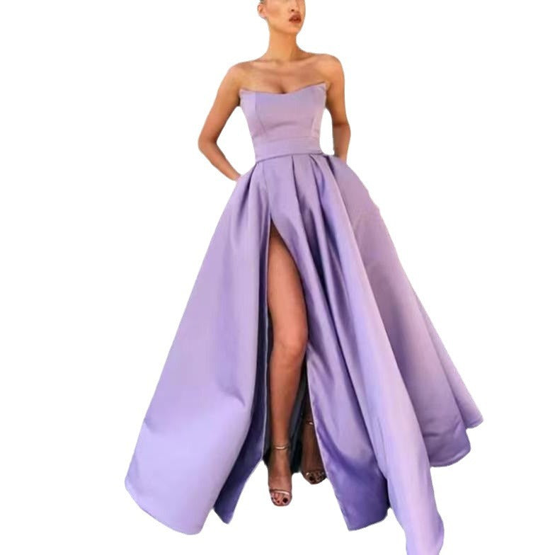 Damen Elegantes Abendkleid mit schwingendem Saum und sexy Schlitz Heidi-Mode