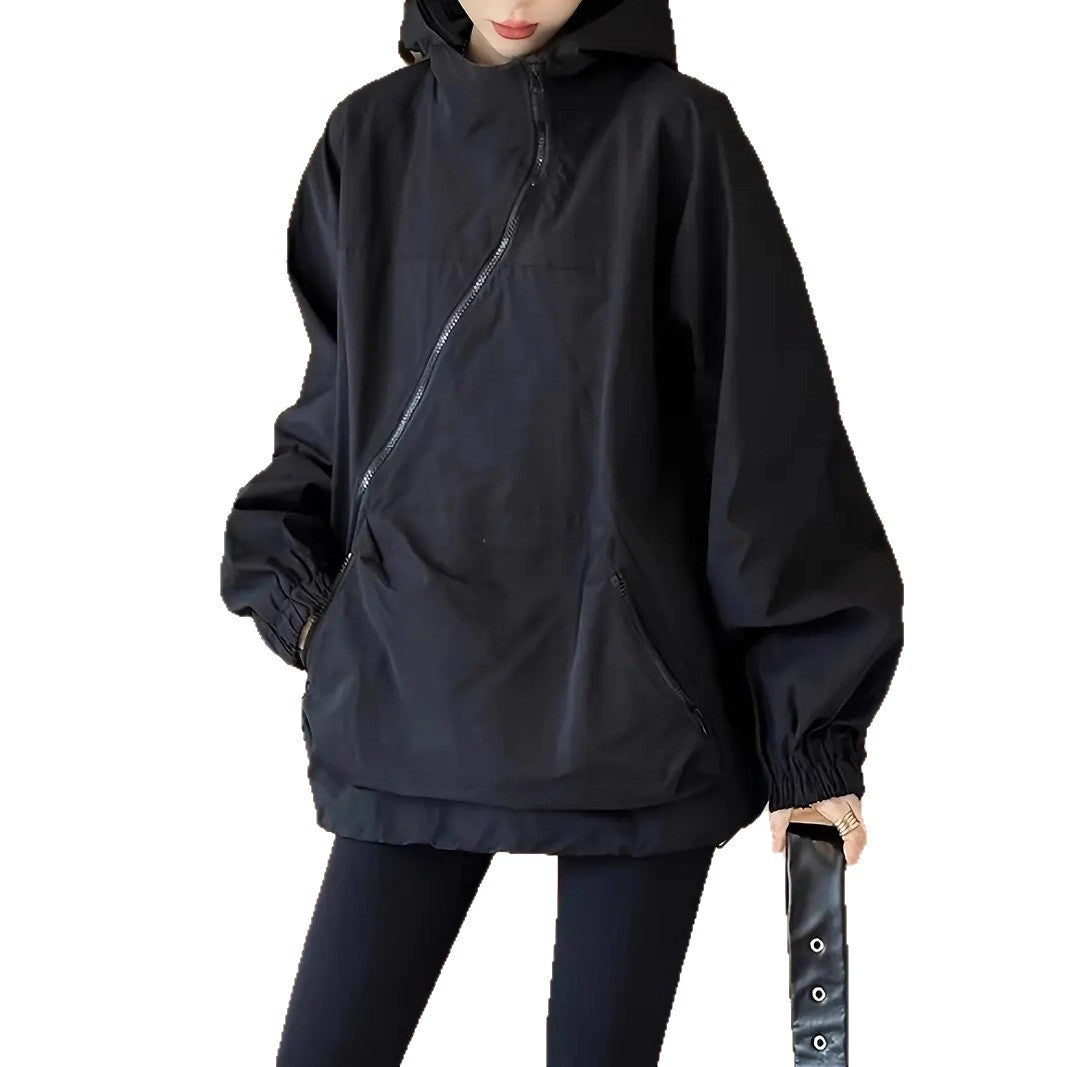 Damen Modische Windjacke mit hohem Kragen und großzügigen Taschen Heidi-Mode