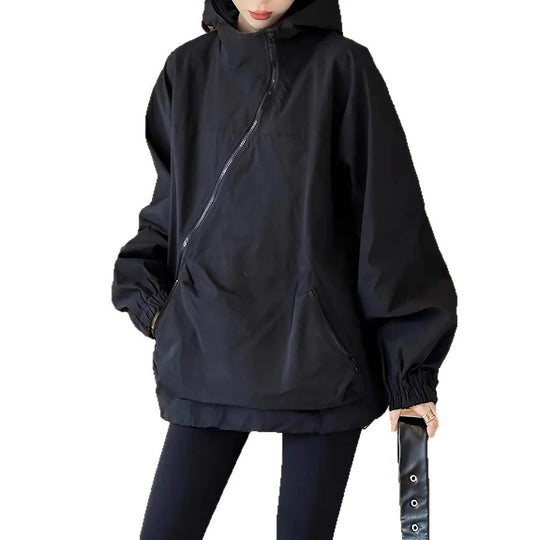 Damen Modische Windjacke mit hohem Kragen und großzügigen Taschen Heidi-Mode