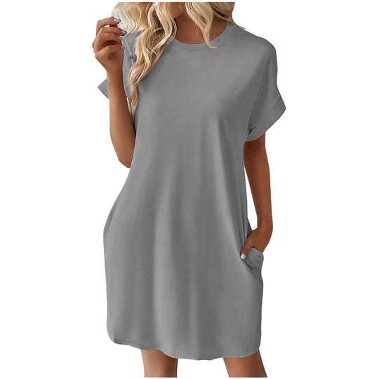 Damen lässiges T-Shirt Kleid mit praktischen Taschen Heidi-Mode