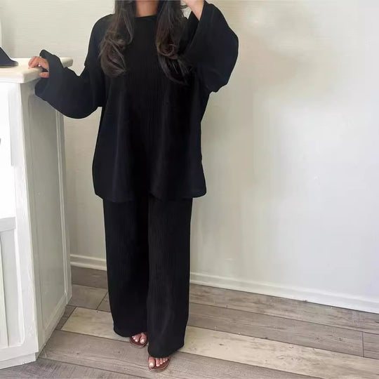 Damen Bequemes und stylisches Lounge-Set aus Rippstrick Heidi-Mode
