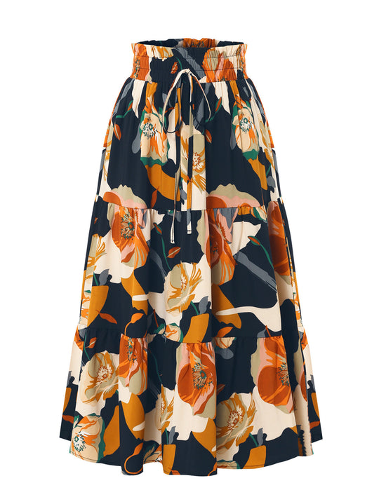 Damen Midirock mit floralem Design Heidi-Mode