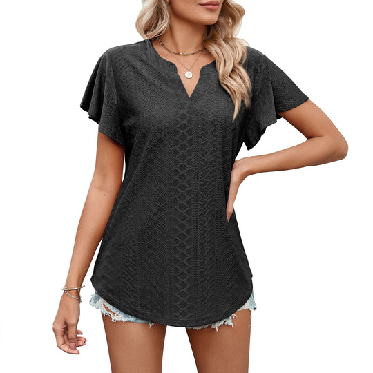 Damen Luftiges Blusenshirt mit effektvollem Lochmuster Heidi-Mode