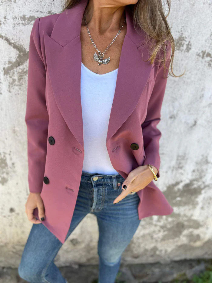 Damen Eleganter Double-Breasted Blazer mit zeitlosem Schnitt und leichten Schulterpolstern Heidi-Mode