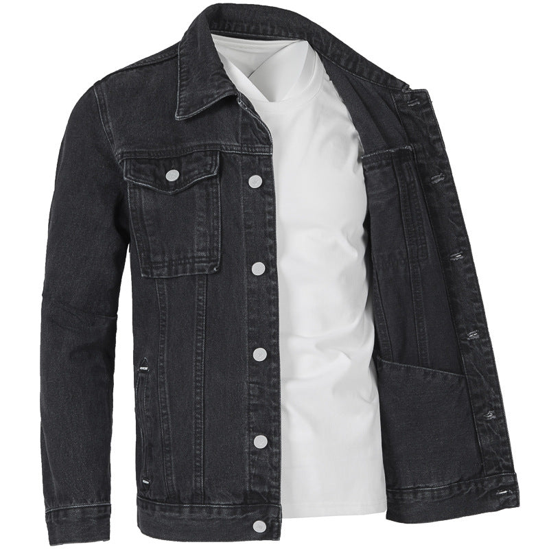 Herren Jeansjacke im modernen Slim-Fit Design mit praktischen Taschen und robusten Nieten Heidi-Mode