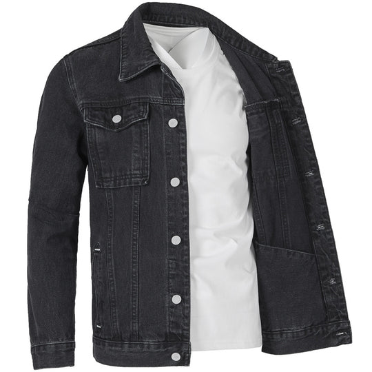 Herren Jeansjacke im modernen Slim-Fit Design mit praktischen Taschen und robusten Nieten Heidi-Mode