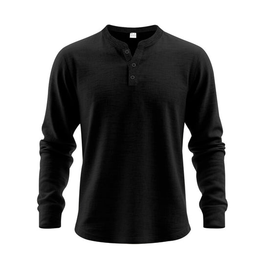 Herren Langarm-Henley-Shirt aus weichem Baumwollmix Heidi-Mode