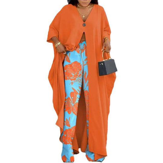 Damen Set aus kimonoartigem Oberteil und weitem Hosen Heidi-Mode