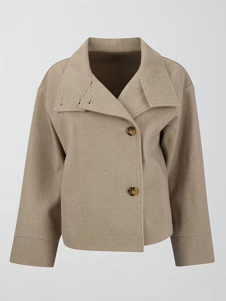 Damen Kurze Jacke mit hohem Kragen und Knopfverschluss Heidi-Mode
