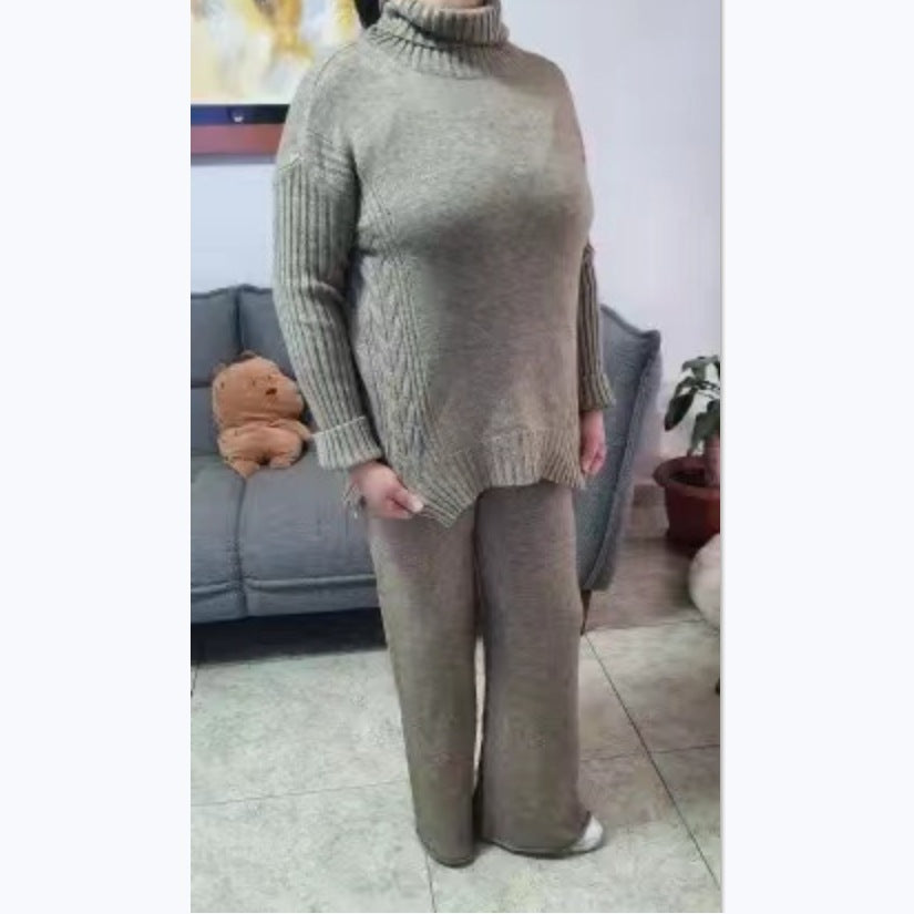 Damen Weicher Strickpullover mit hohen Kragen und lässigem Schnitt Heidi-Mode