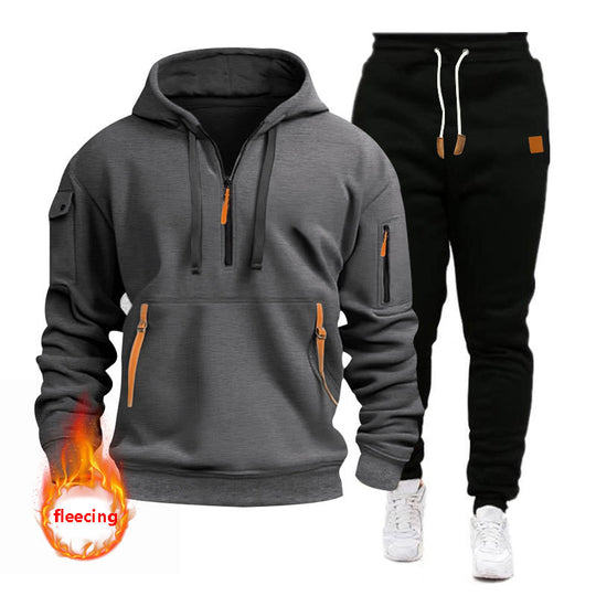 Herren Sportliches Hoodie-Set mit funktionalen Taschen und atmungsaktiven Eigenschaften Heidi-Mode