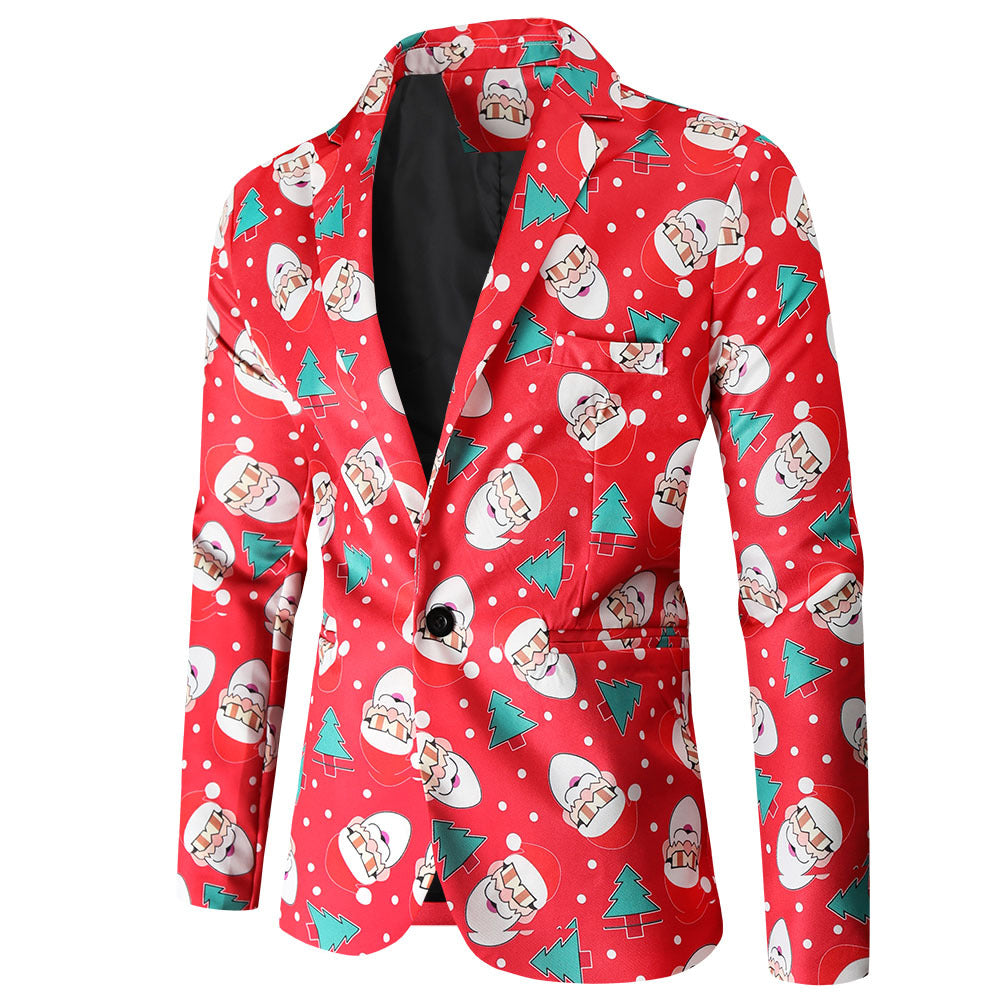 Herren festlicher Blazer mit fröhlichem Weihnachtsdesign Heidi-Mode