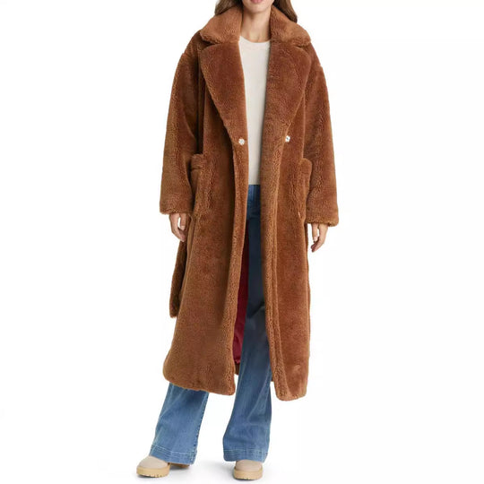 Damen Lange Kuschel-Bademantel mit Gürtel und Taschen Heidi-Mode