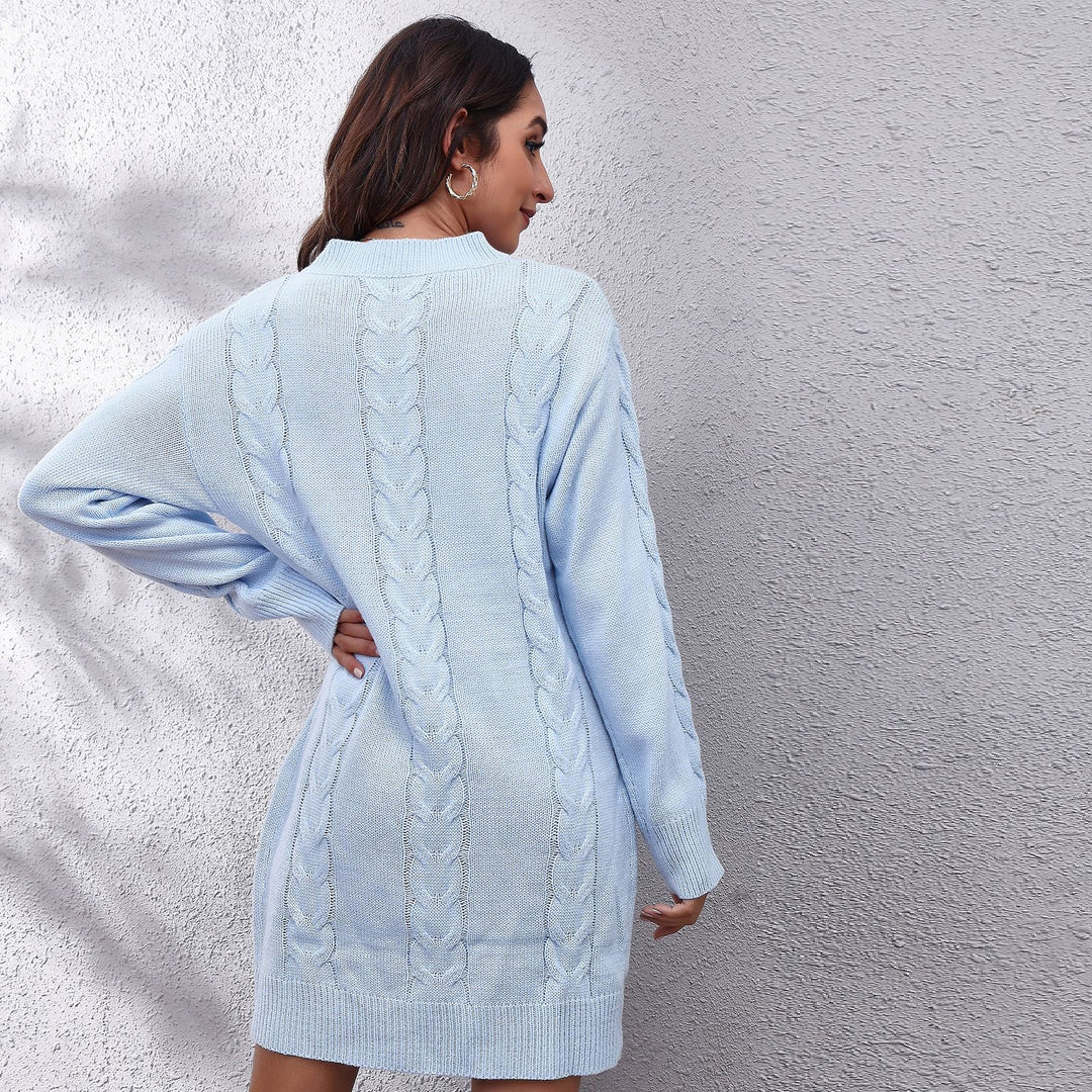 Damen Strickkleid mit Zopfmuster und lässigem Schnitt Heidi-Mode