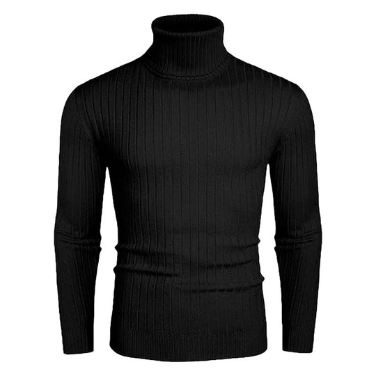 Herren Rollkragenpullover aus elastischem Strickmaterial mit feinem Rippendesign Heidi-Mode