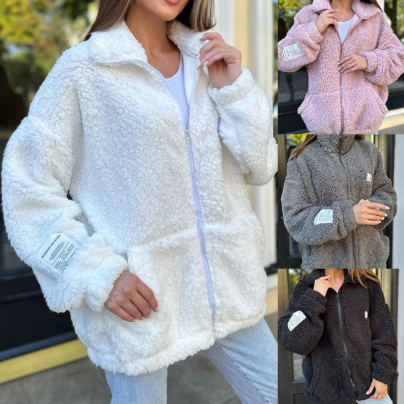 Damen Fleecejacke mit weichem Innenfutter und hoher Kragen Heidi-Mode