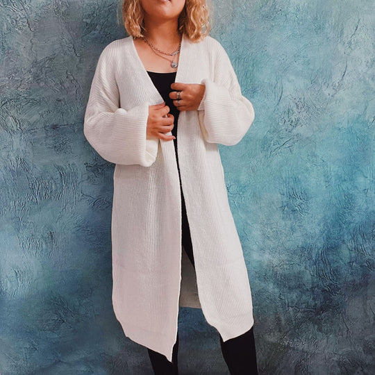 Damen Oversized Strickjacke mit tiefem V-Ausschnitt und lässigem Schnitt Heidi-Mode