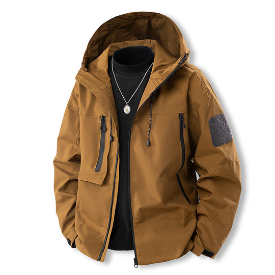 Herren wasserfeste Multifunktionsjacke mit Kapuze und praktischen Taschen Heidi-Mode