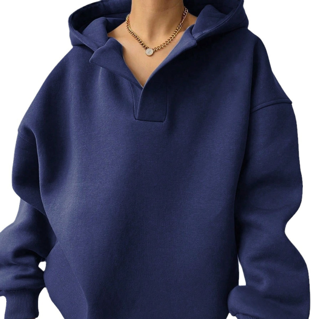 Damen Oversized Kapuzenpullover mit halbem Reißverschluss Heidi-Mode