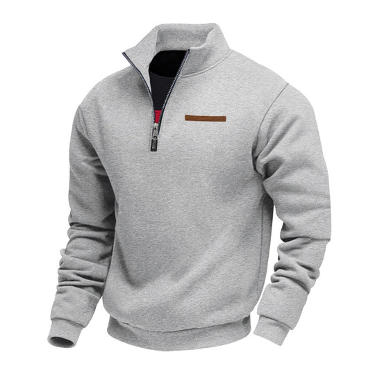 Herren Hochwertiger Fleece-Pullover mit halbem Reißverschluss Heidi-Mode