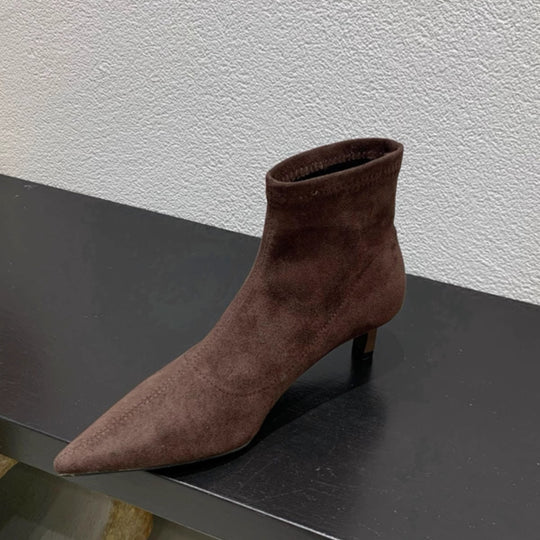 Damen Elegante Ankle-Boots aus weichem Wildleder mit modischem Stiletto Heidi-Mode