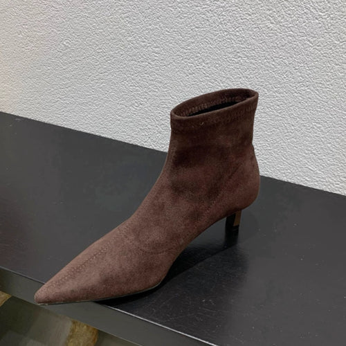 Damen Elegante Ankle-Boots aus weichem Wildleder mit modischem Stiletto Heidi-Mode