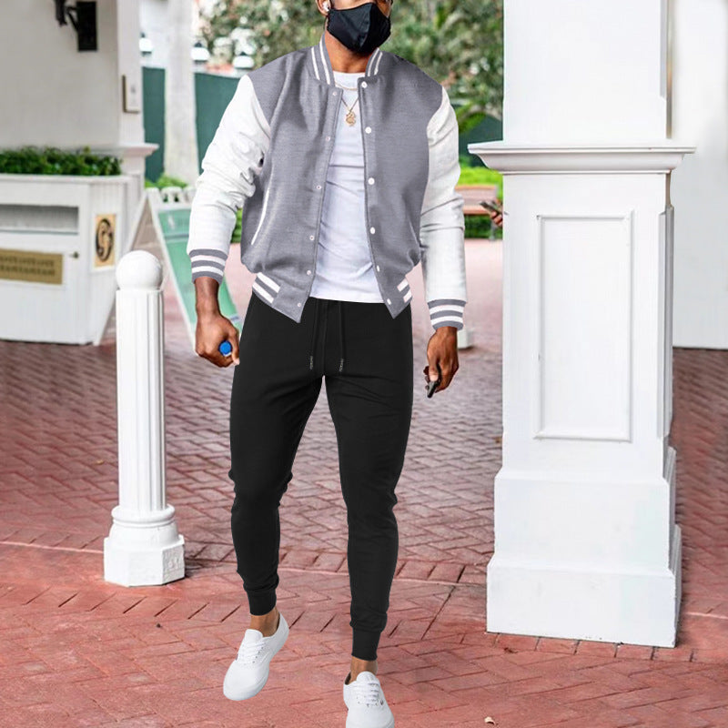 Herren sportliche Collegejacke mit praktischen Taschen und atmungsaktiver Baumwolle Heidi-Mode
