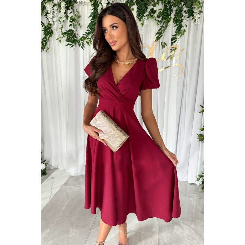 Damen Elegantes A-Linien Midi Kleid mit weichen Falten Heidi-Mode
