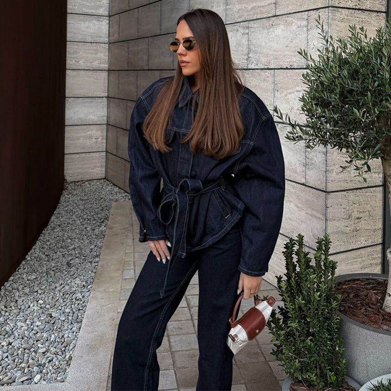 Damen Hoch taillierte Jeans mit weitem Bein und edler Verarbeitung Heidi-Mode