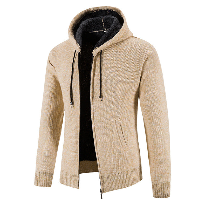 Herren Strickjacke mit moderner Kapuze und strukturiertem Design Heidi-Mode