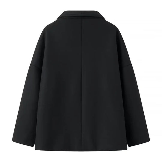 Damen Oversize Doppelreiher-Jacke mit elegantem Schalkragen und großen Knöpfen Heidi-Mode