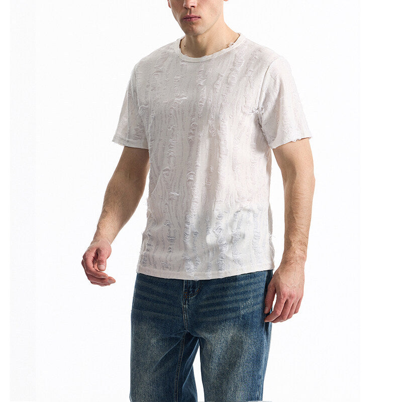 Herren T-Shirt mit einzigartigem Design und strukturierten Stoff Heidi-Mode