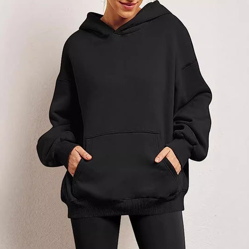 Damen Kapuzenpullover im Oversized-Stil mit praktischen Beuteltaschen Heidi-Mode