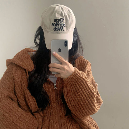Damen Bequemer Strickjacke mit Kapuze und Reißverschluss Heidi-Mode