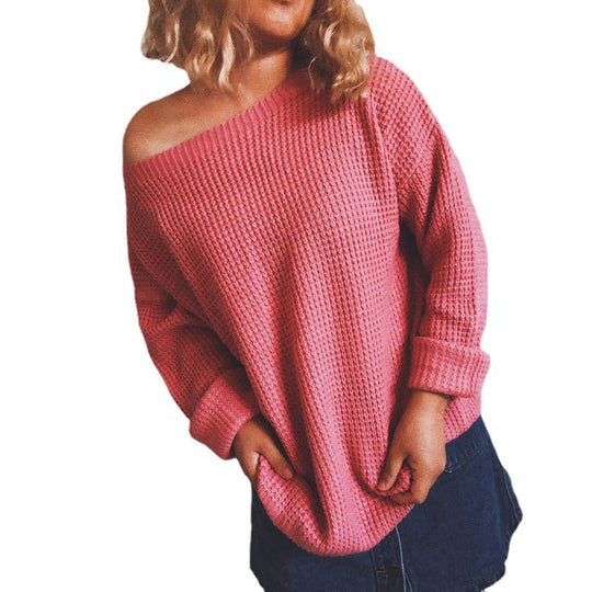 Damen lässiger Strickpullover im modernen Netzdesign Heidi-Mode
