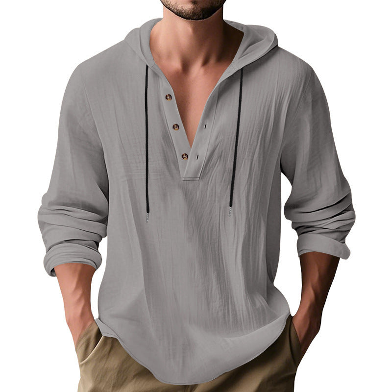 Herren Kapuzenshirt mit Knopfleiste und lässigem Schnitt Heidi-Mode