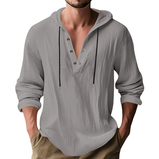 Herren Kapuzenshirt mit Knopfleiste und lässigem Schnitt Heidi-Mode