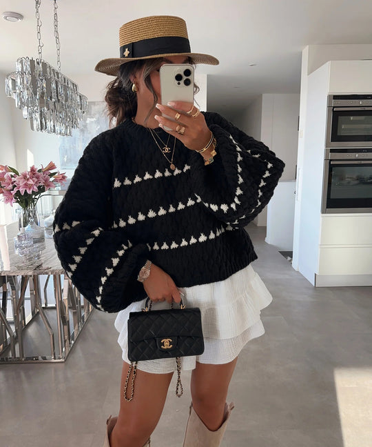 Damen modischer Pullover mit weitem Schnitt und strukturiertem Design Heidi-Mode