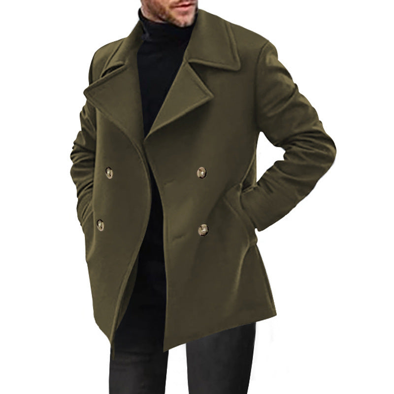 Herren klassischer Peacoat mit modischem Revers und eleganten Knopfdetails Heidi-Mode