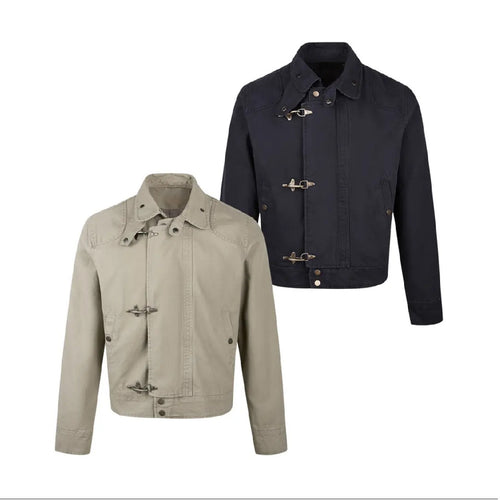 Herren modische Kurzjacke mit innovativen Schnallen und praktischem hochgeschlossenem Kragen Heidi-Mode