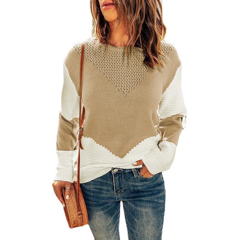 Damen modischer Strickpullover mit modernen Farbkombinationen und strukturierter Optik Heidi-Mode