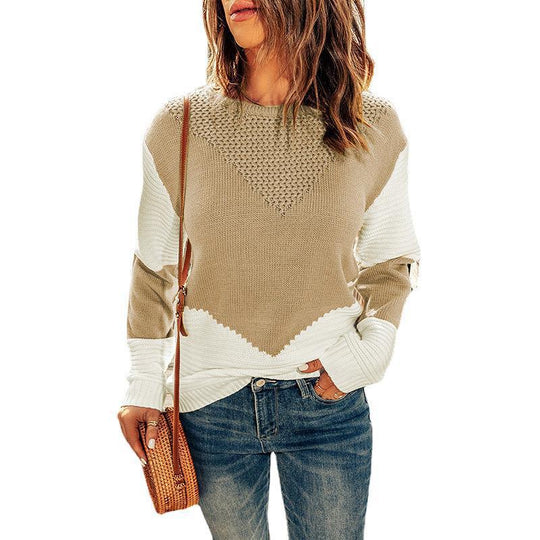 Damen modischer Strickpullover mit modernen Farbkombinationen und strukturierter Optik Heidi-Mode