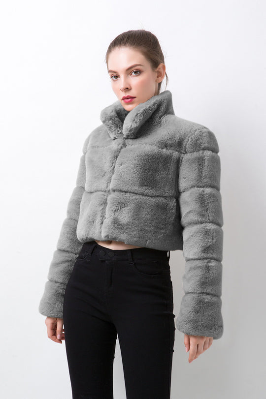 Damen modische kurze Kunstpelzjacke Heidi-Mode