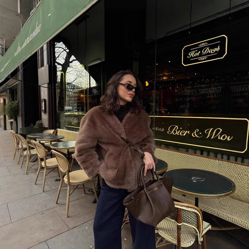 Damen kuschelige Steppjacke mit taillierbarem Design und elegantem Gürtel Heidi-Mode
