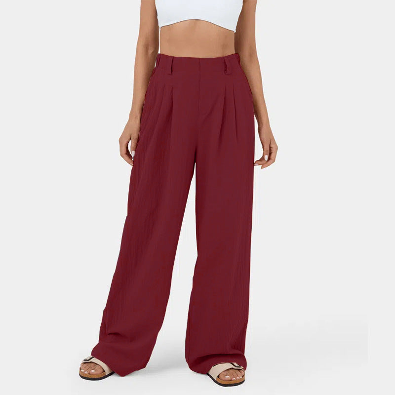Damen Weite Chinohose mit elegantem Faltenwurf und seitlichen Taschen Heidi-Mode